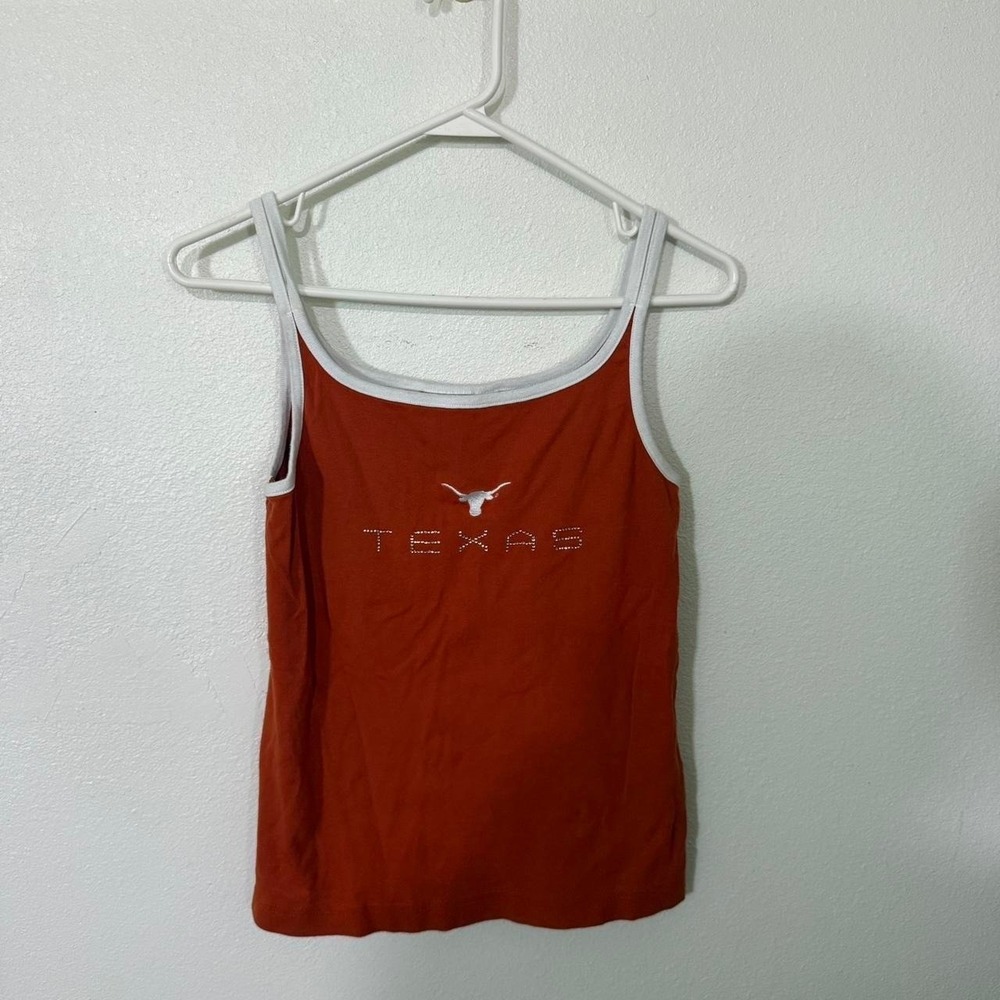 Red Oak Texas Longhorns Tank Top Womens Medium Orange Rhinestone UT